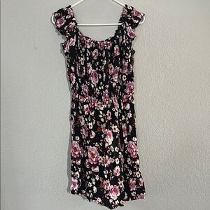 Floral Black and Pink Women's Dress